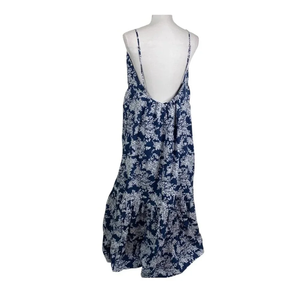 NWT Abercrombie & Fitch Dress Floral Sleeveless Low Back Boho Resort Blue Sz XL